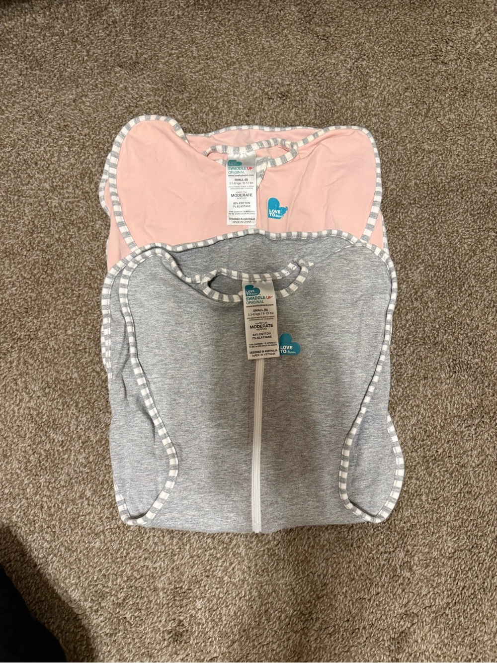 2-Pack Infant Sleep Sacks in Gray & Light Pink